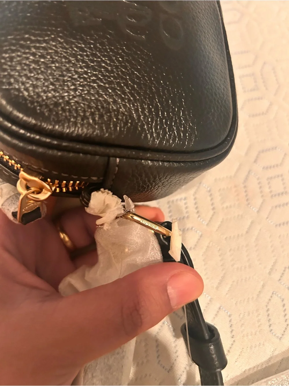 Coach Black Pebbled Leather Mini Crossbody/ fanny with Embossed Carriage Logo